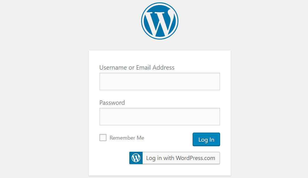 wordpress login screen