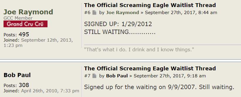 screaming eagle waitlist
