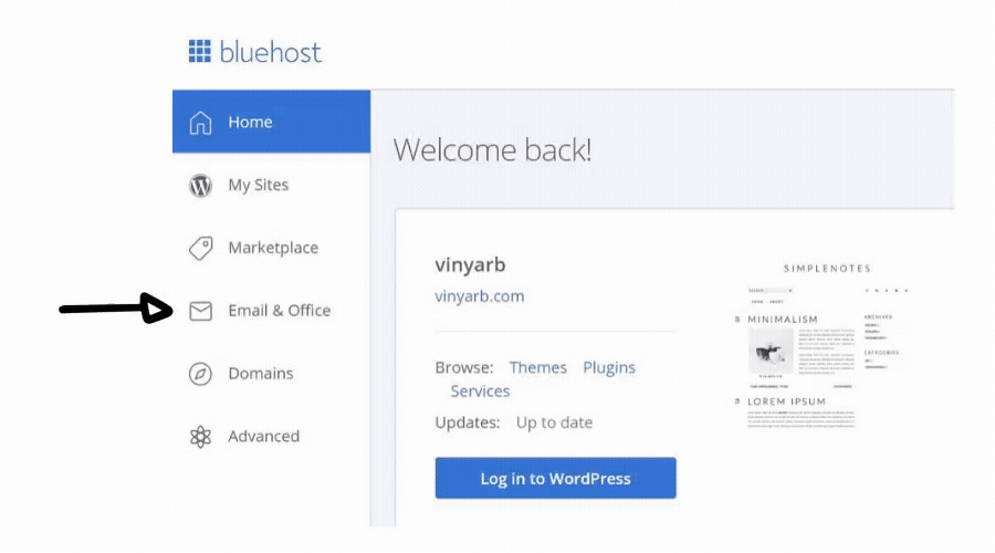 bluehost manage emails