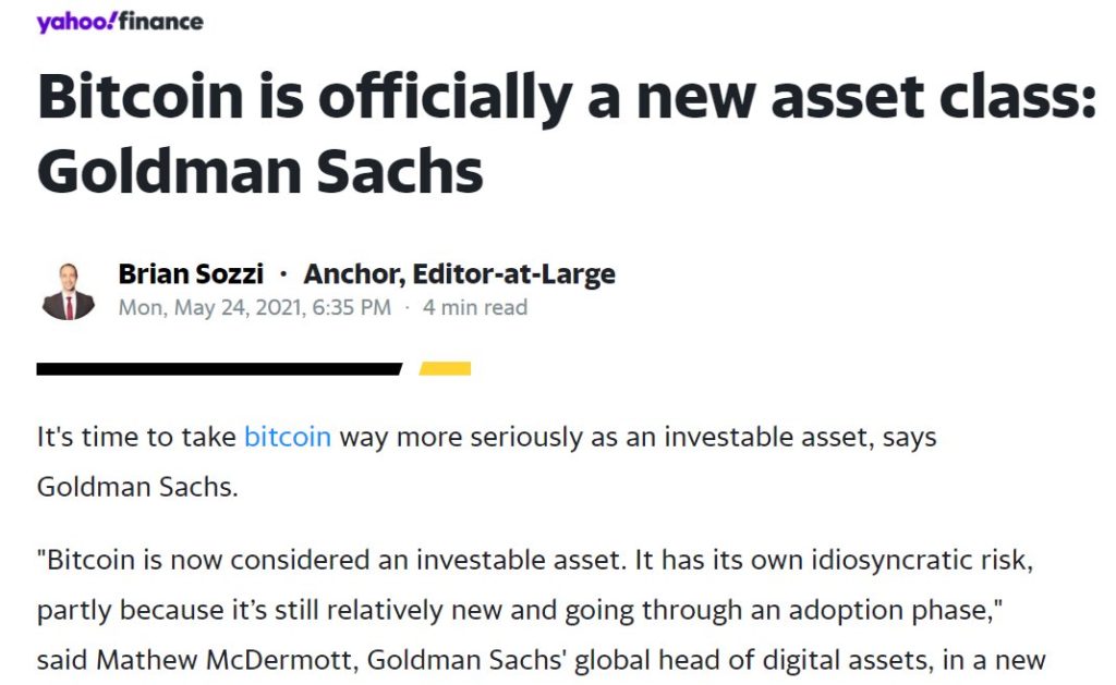 Bitcoin is a new asset class