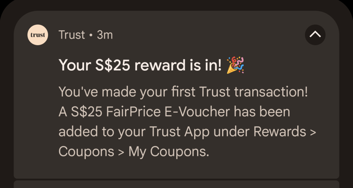 Trust card $25 NTUC voucher